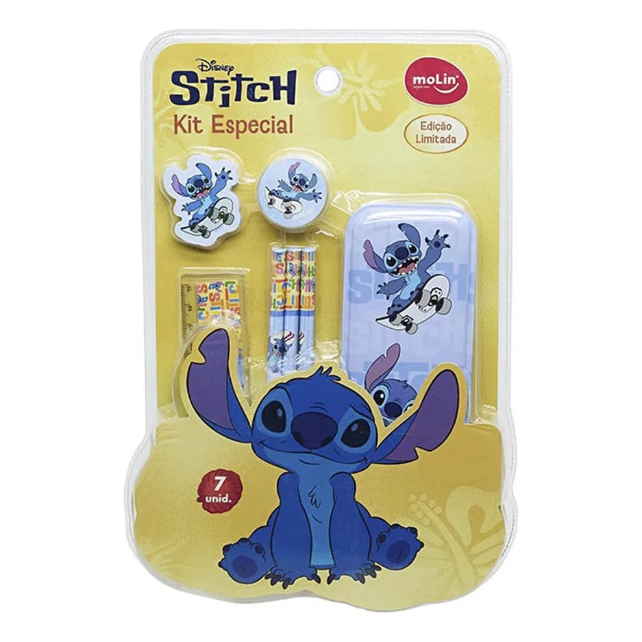 Kit Escolar Especial Stitch 7 Peças Edição Limitada Molin