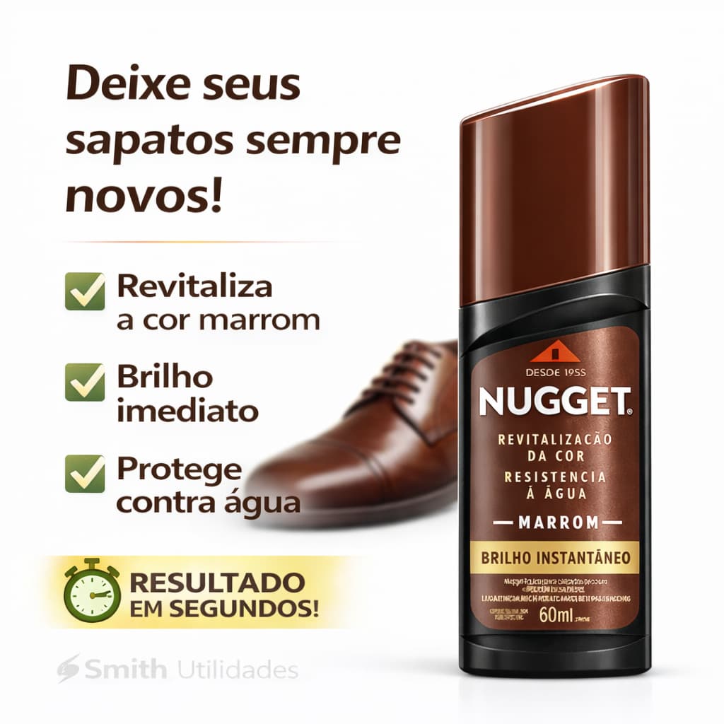 Graxa de Sapatos Líquido Marrom 60 ml, Nugget