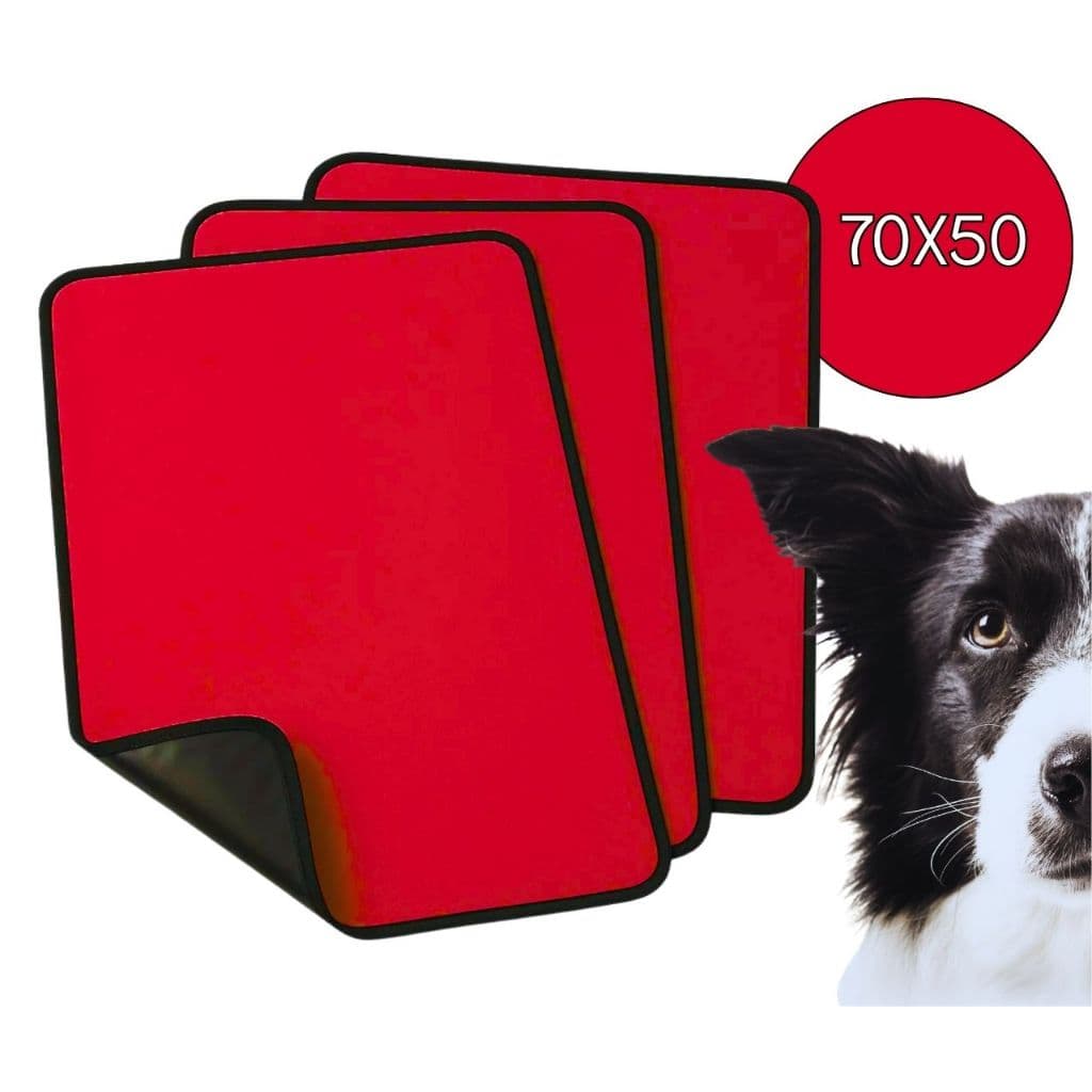 Tapete Higiênico Impermeável Lavável para Cães | 70x50 Vermelho | Banheiro para Pets Prático e Ecológico