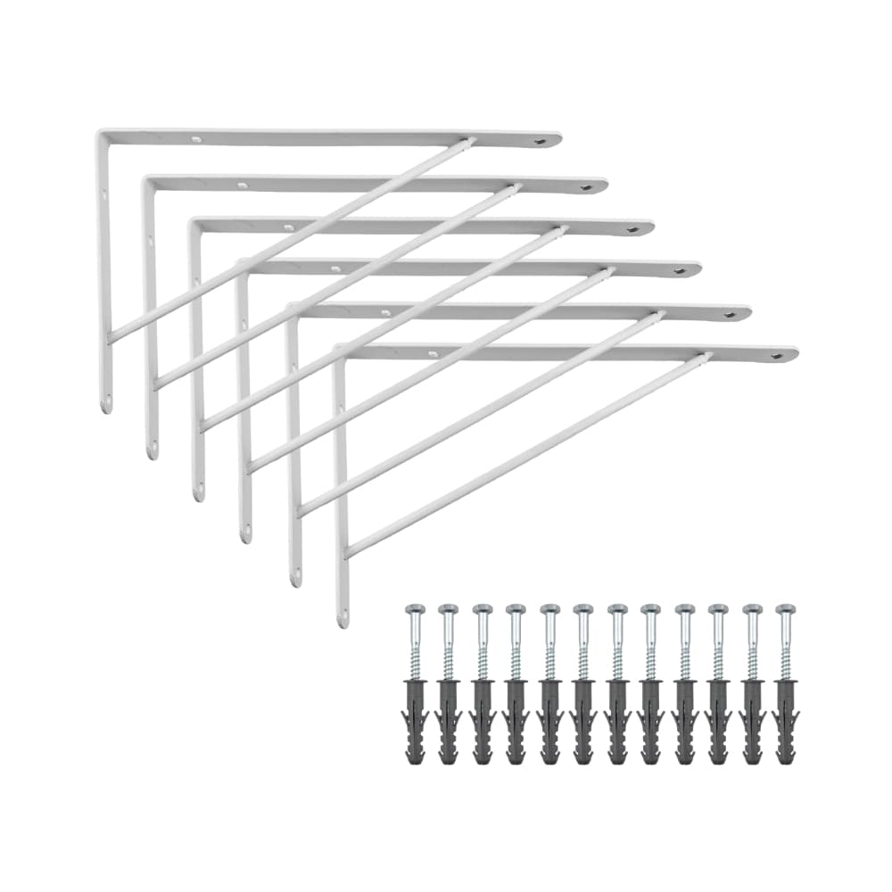 Kit 3 ou 6 Suporte Mão Francesa Extra Prateleira 30cm Kit Parafusos E Buchas 2Un 4Un
