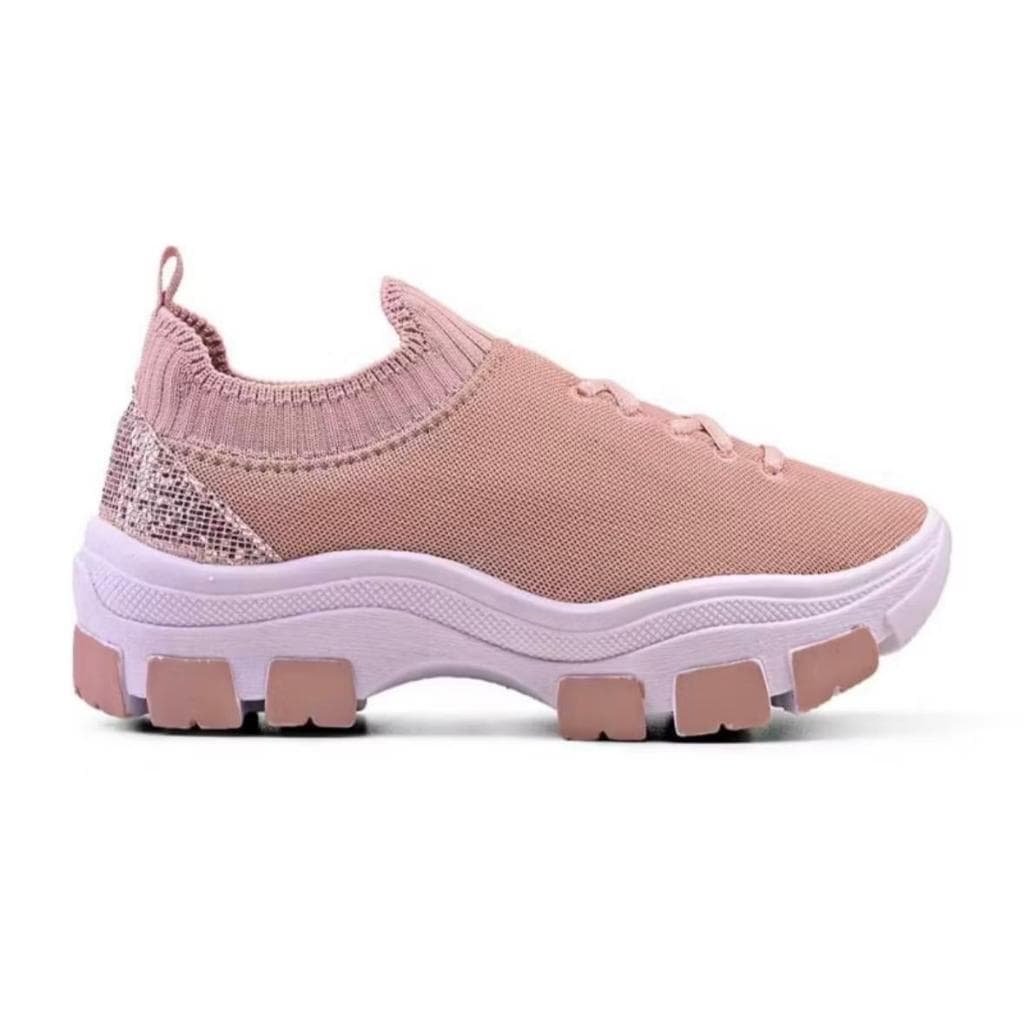 Tênis Feminino Meia Plataforma Confortável Com Cadarço