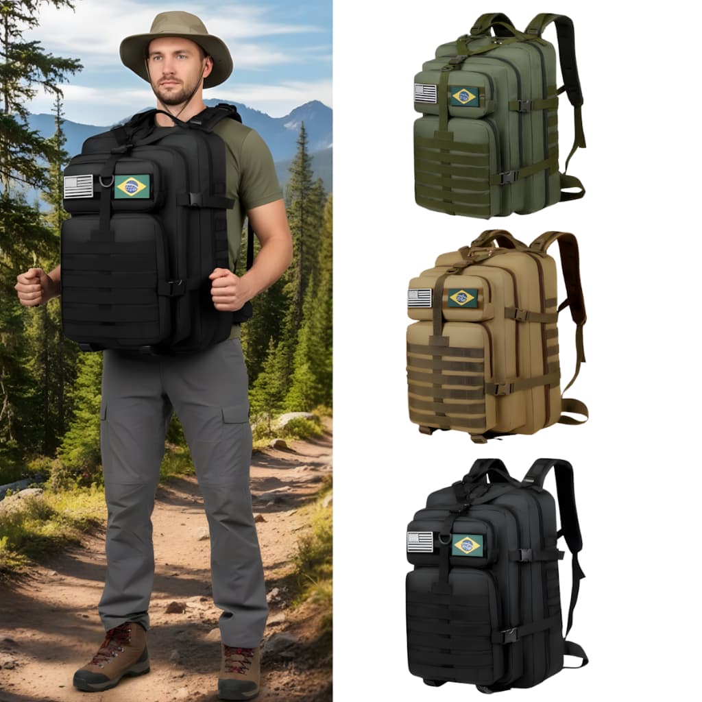 Mochila Tática 50 Litros Reforçada Impermeável Masculina Grande Camping