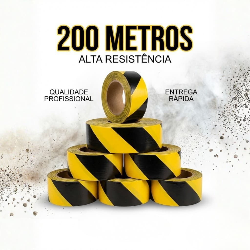 Fita Zebrada 200m Isolamento Sinalização Obras EPI