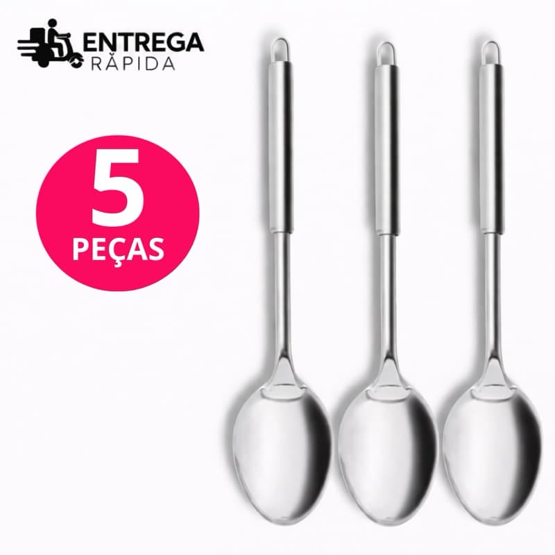 Colher De Arroz Grande Cabo Longo 100% Aço Inox 32cm Casa Restaurante Buffet PREMIUM