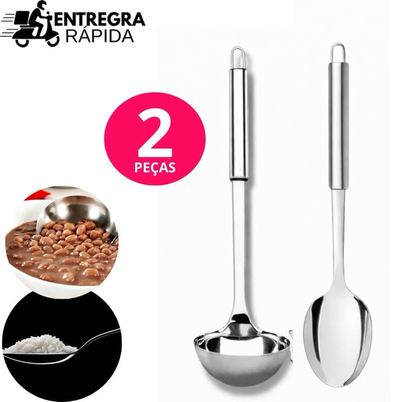 Utensilios para Cozinha INOX Colher de Arroz Concha Feijão Louça Comida Casa PREMIUM