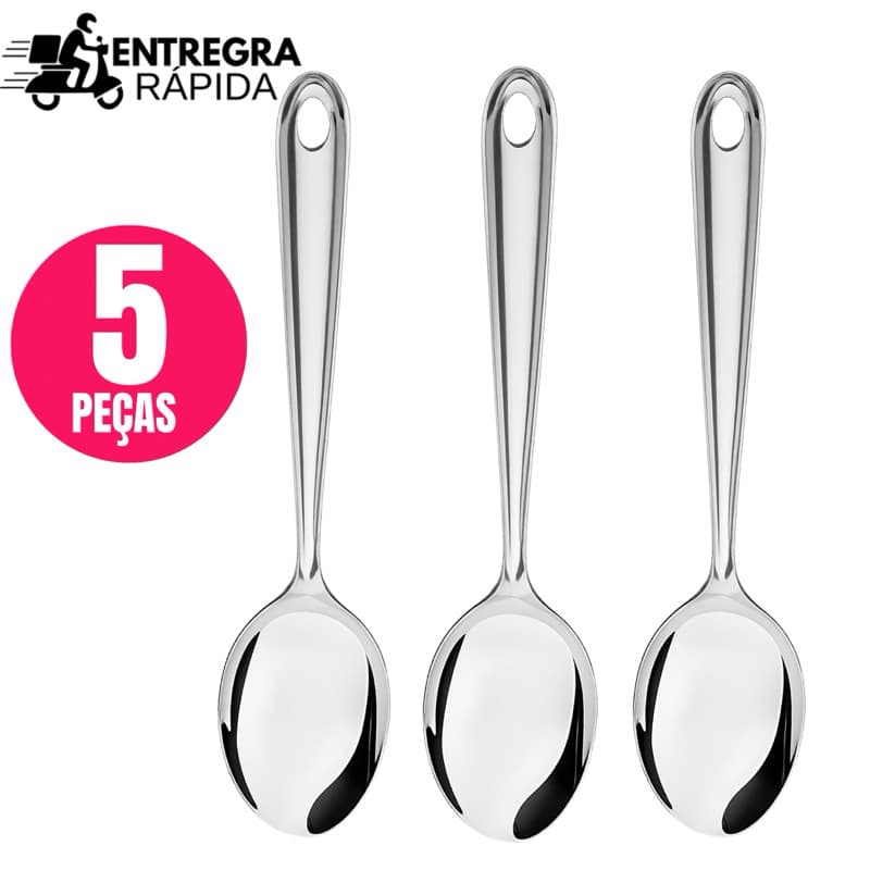 Colher De Arroz médio Cabo Longo 100 % Aço Inox 26cm Casa Restaurante Buffet