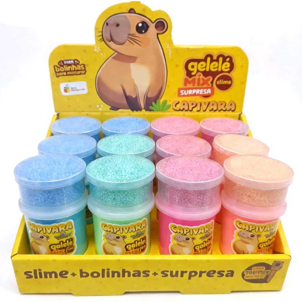 Slime Capivara Gelelé Mix Surpresa Diversão Coleção com Bolinhas