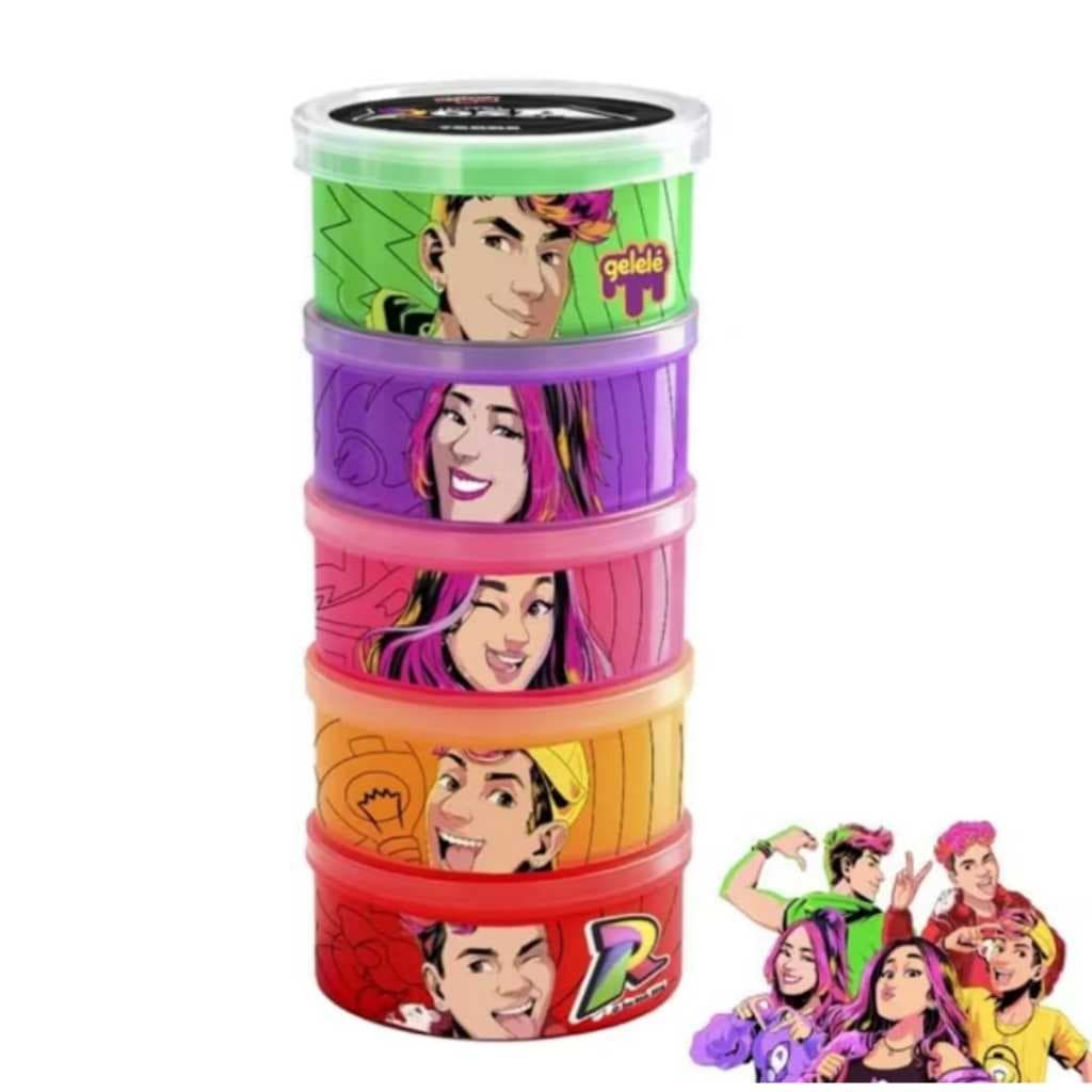 Slime com 5 Potes Personagens | Massa Elástica Anti‑Estresse Brinquedo Infantil Divertido