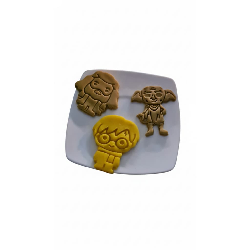Kit 3 Cortadores De Biscoito Doces Harry Potter Ejetor