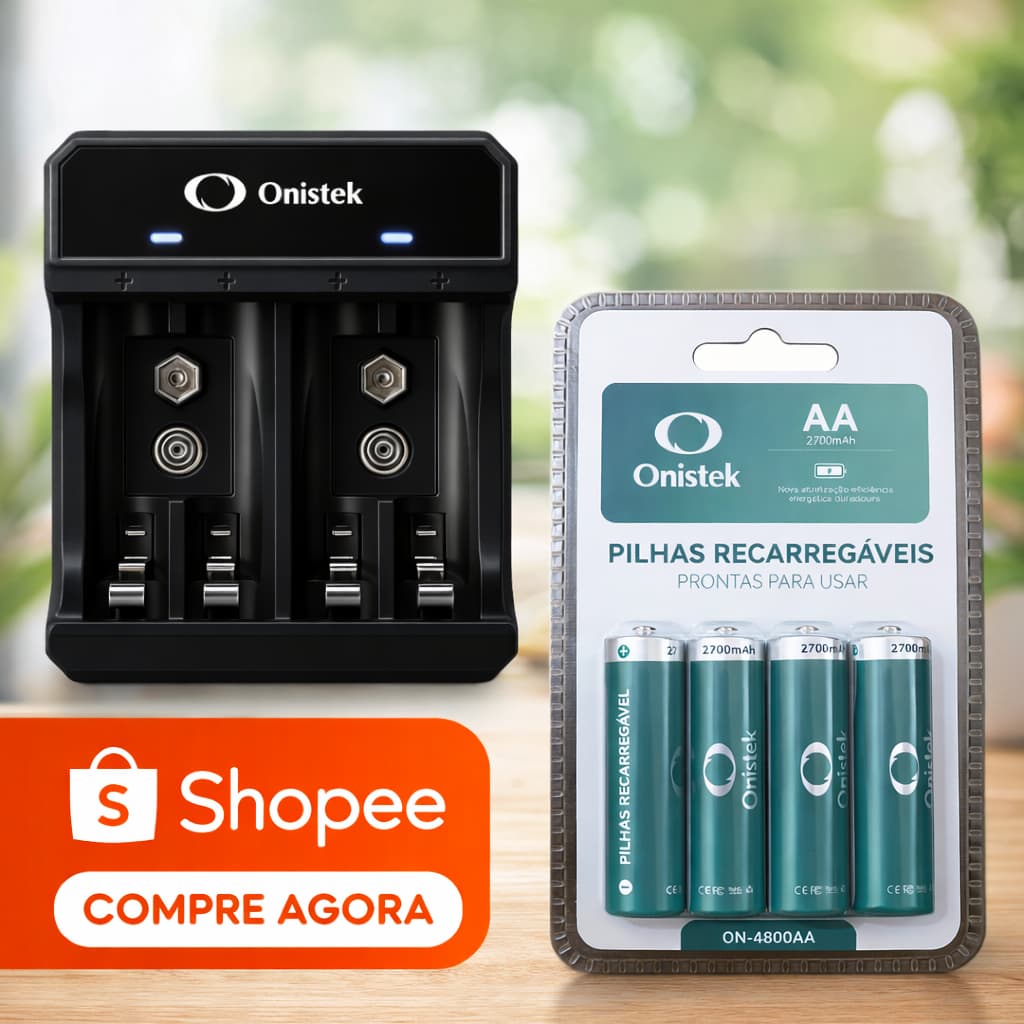 Carregador De Pilha Aa/aaa Type-c+ 4 Pilhas Aa 2700 Mah Onistek