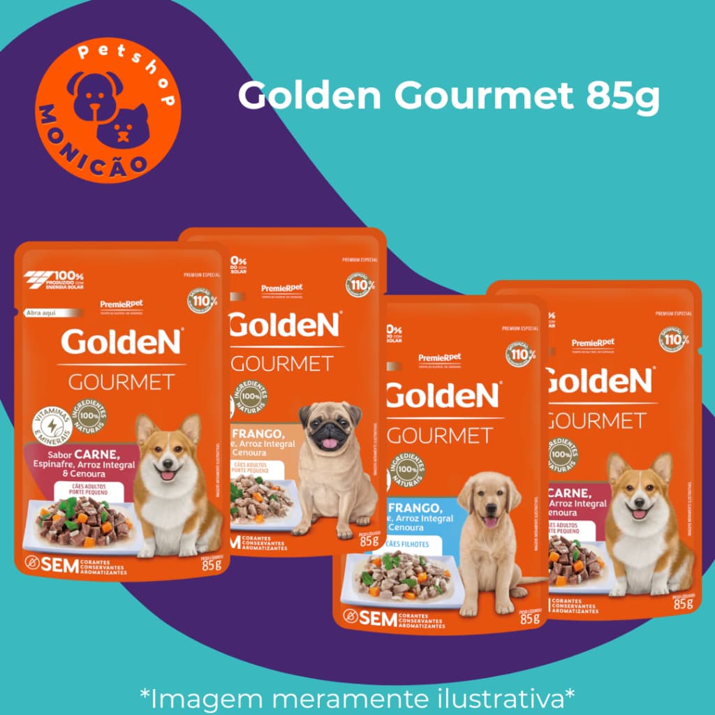 Ração Úmida Sachê Golden Gourmet Cães *SABORES* 85g