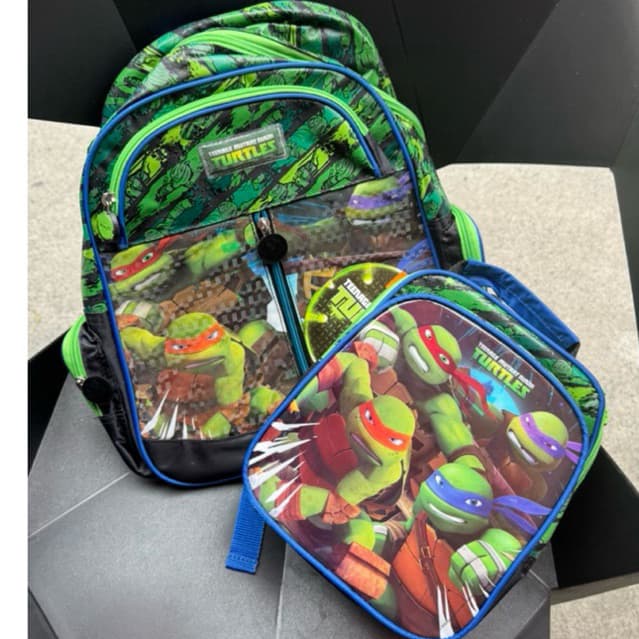 Tartaruga Ninja Mochila Escolar + Lancheira térmica com frasqueira e garrafinha Nickelodeon