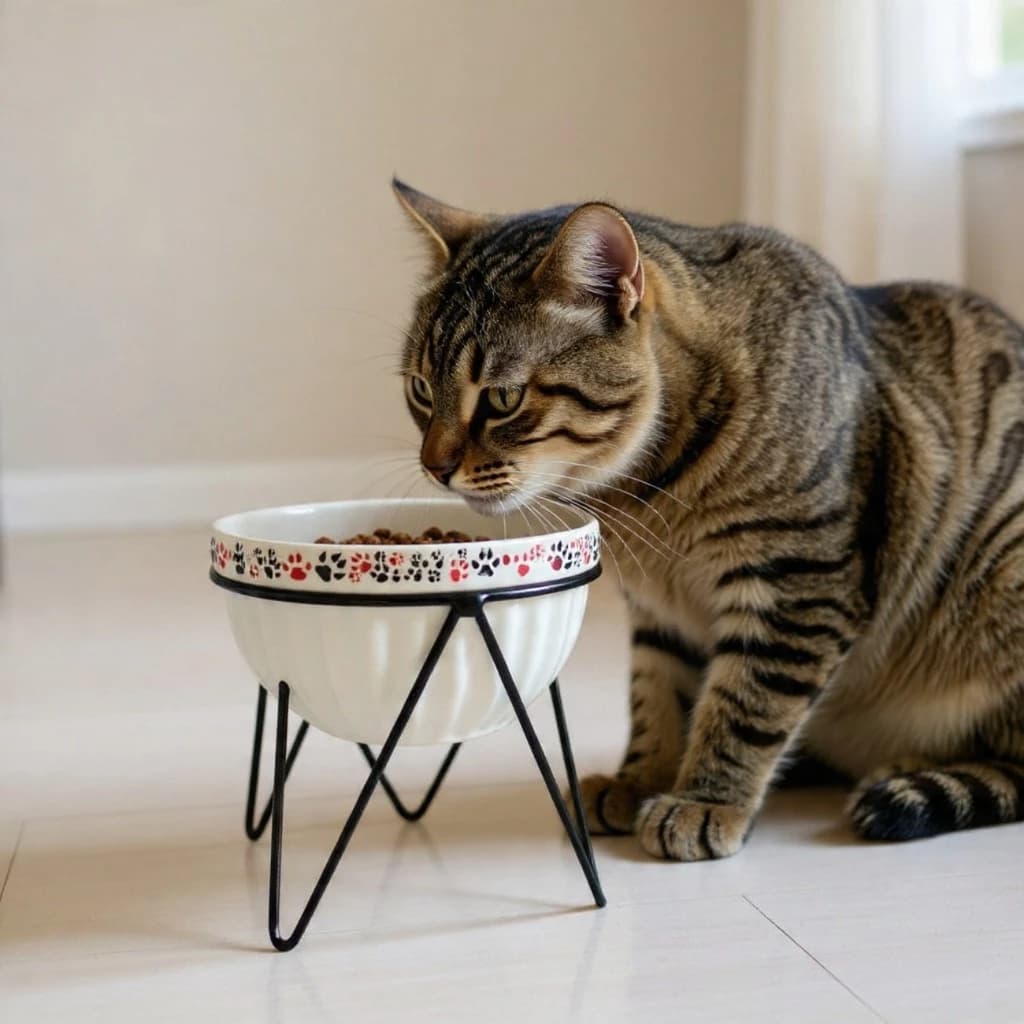 Comedouro Elevado Porcelana Gato Pet 480ml Pote Cerâmica