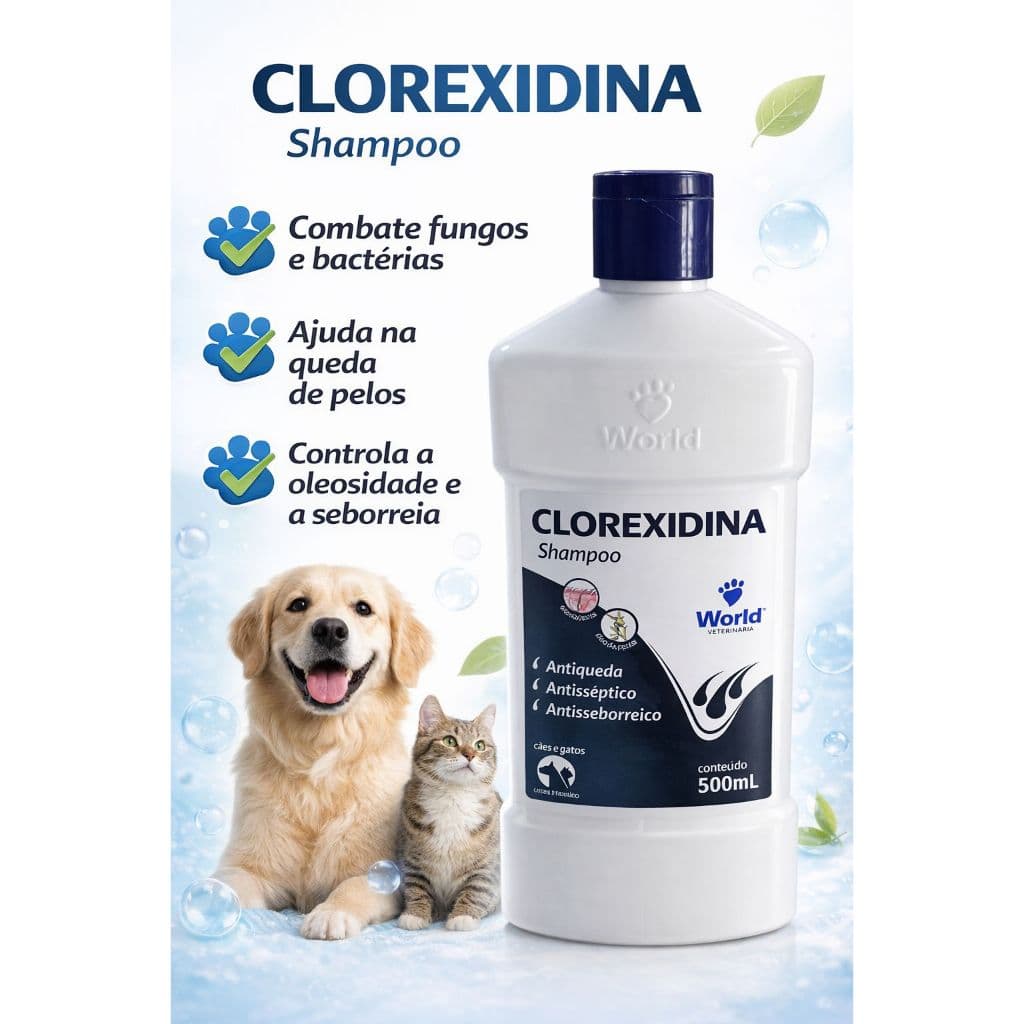 Shampoo Clorexidina 500ml para Cães e Gatos