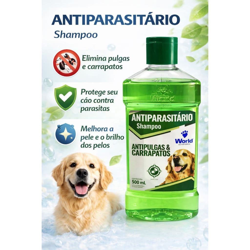 Shampoo Antipulgas e Carrapatos Dugs 500ml - Efeito Rápido e Seguro