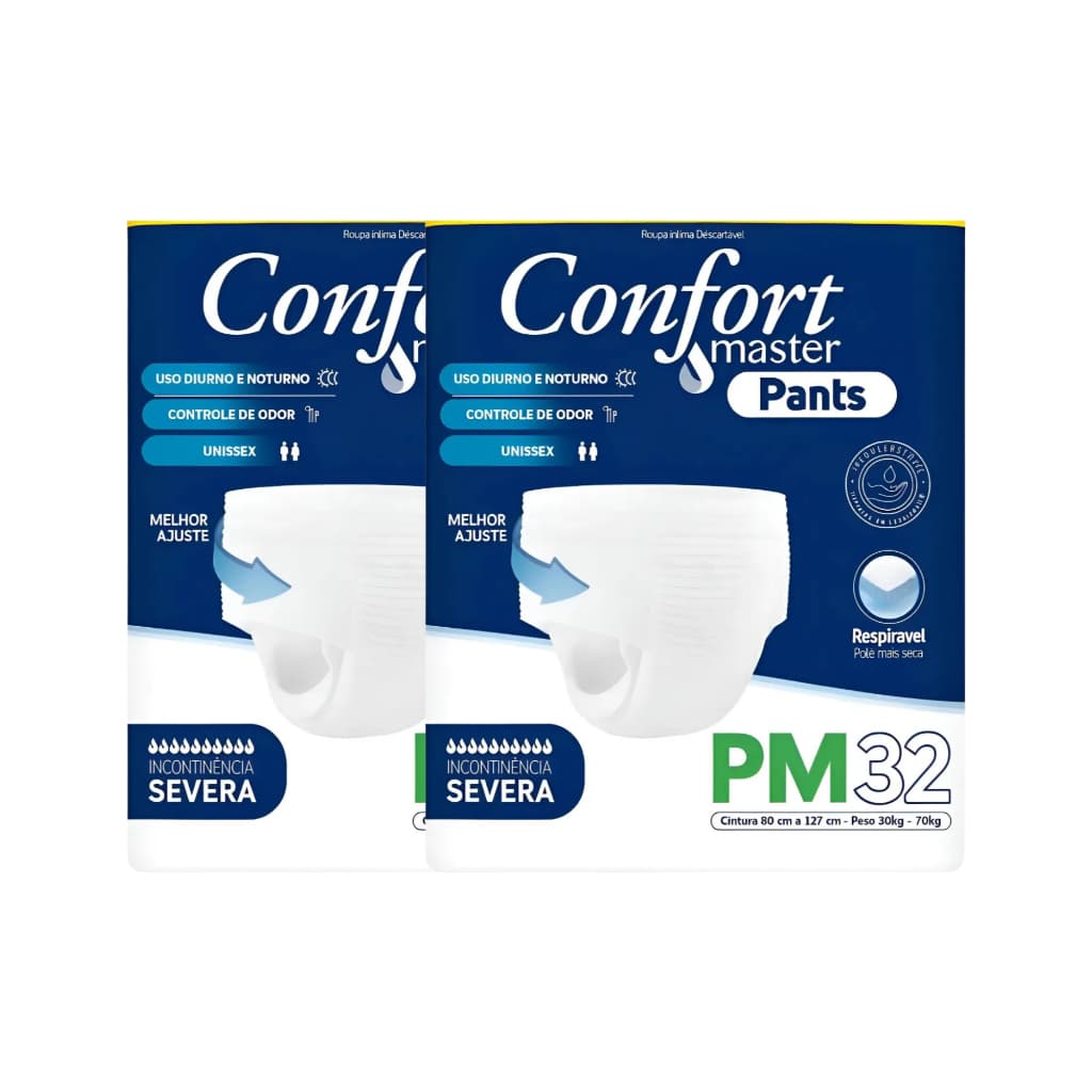 Kit 2 Fraldas Geriátricas Adulto Confort Master Pants P/m 32 Un