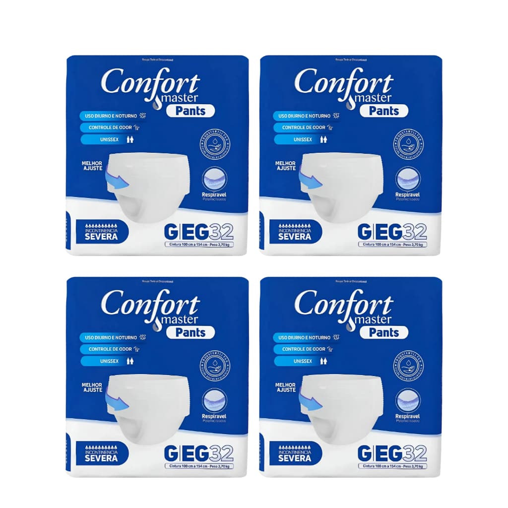 Kit 4 Fraldas Geriátricas Confort Master Pants G/EG 32 Un