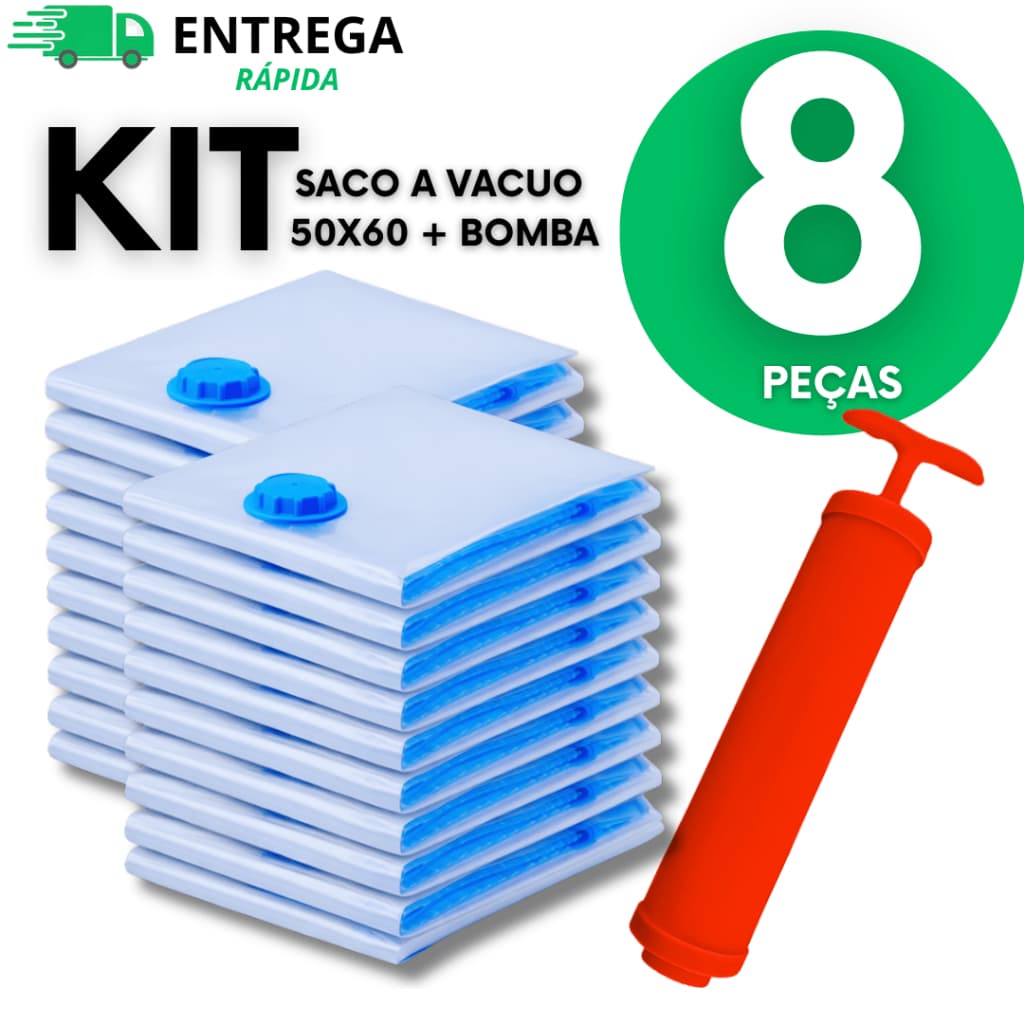 Kit Saco à Vácuo Com Bomba Organizador Roupa Mala Viagem Guarda-Roupa Compactador Proteção Reutilizável Resistente