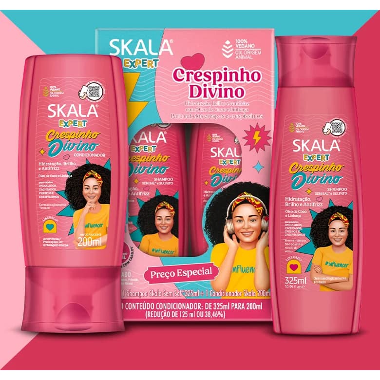 KIT SKALA SHAMPOO 325ml + CONDICIONADOR 200ml / CRESPINHO DIVINO