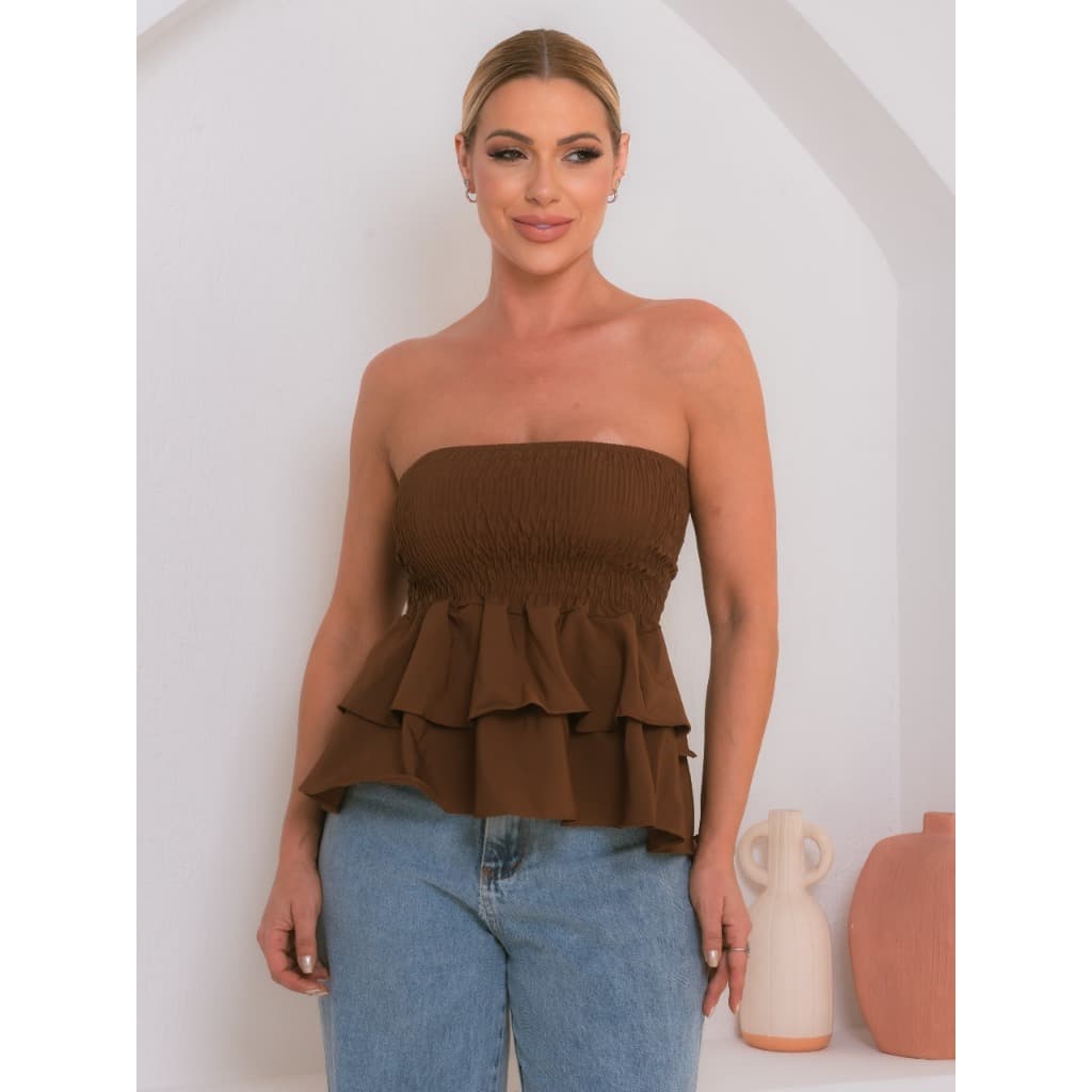 Blusa Feminina Alfaiataria Peplum Tomara Que Caia