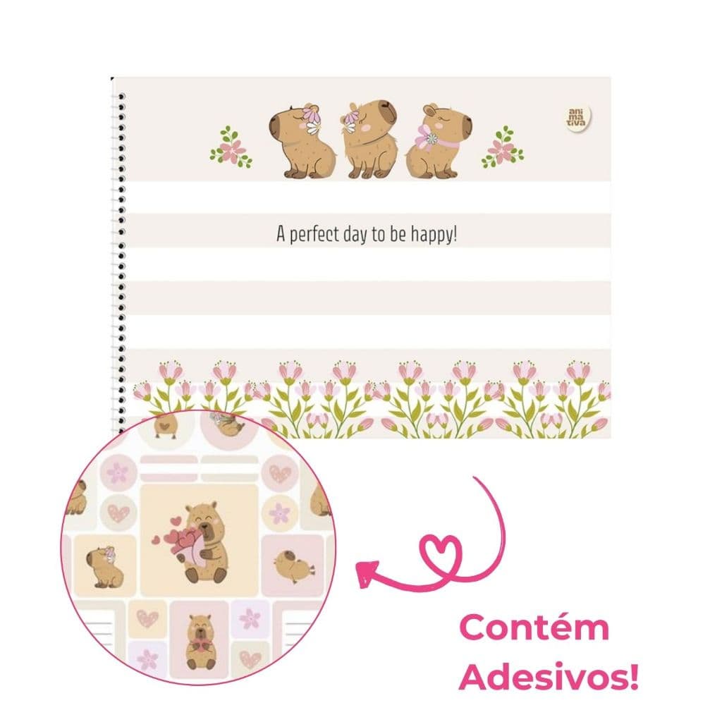 Caderno Desenho Cartografia Capivara Capa Dura (Sortido) Papel Alta Qualidade Escola Artes Sem Pauta