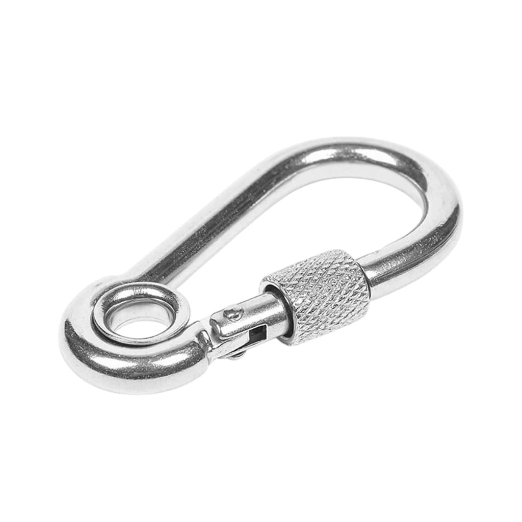 Mosquetão Engate Rápido Em Aço Inox Com Olhal E Trava 5x50mm