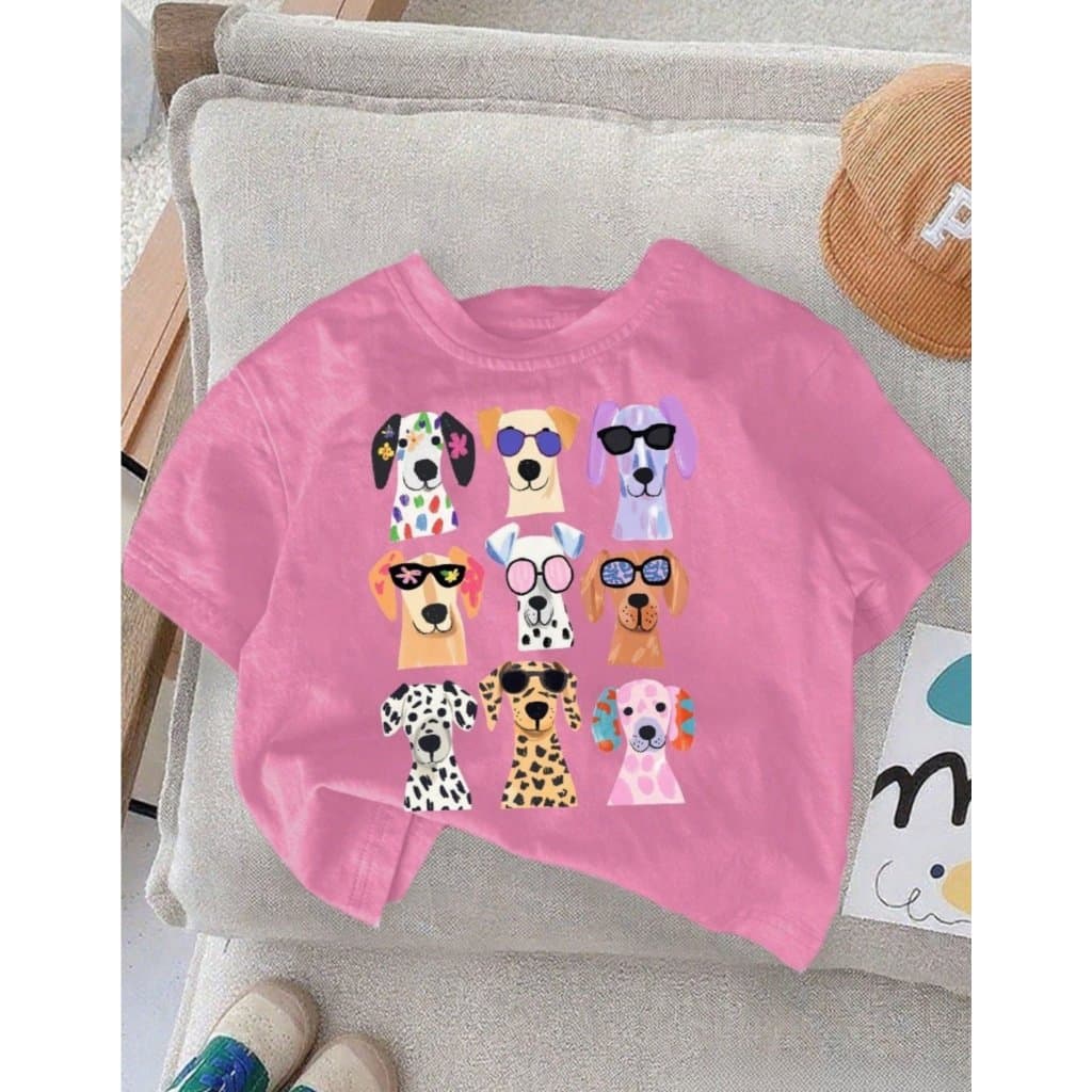 Camiseta Infantil Meninas Algodão Cachorrinhos T-Shirt Divertida Promoção Várias Cores Blusinha