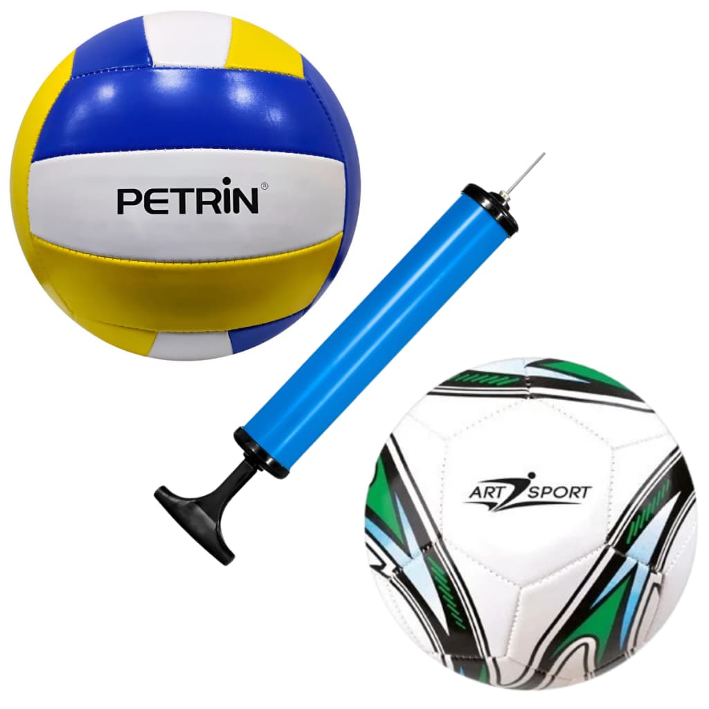 Kit Bola Futebol Campo futsal N5 Com Bola De Vôlei quadra praia + Bomba E Bico