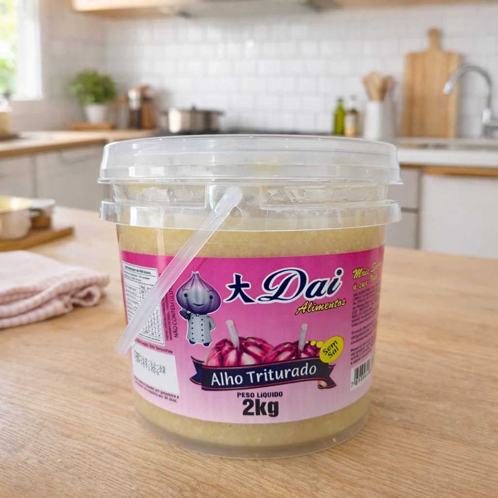 Alho Triturado sem Sal balde 2kg Alta Qualidade Validade Longa Envio Imedaito