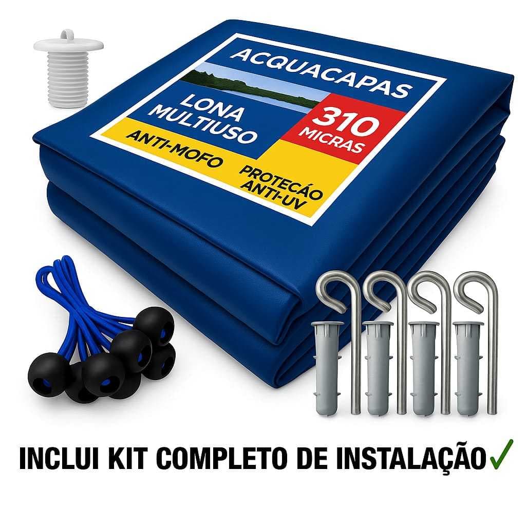 Capa para Piscina Acquacapas 300 Micra 4,5x2,5 Térmica+limpeza+proteção Uv+kit de Instalação 2,5x4,5 Acquacapas2