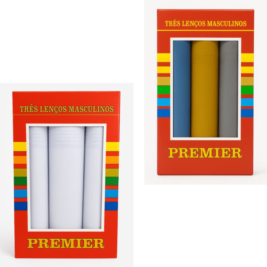Kit 6 Lenços Algodão Masculino Premier 32x32 Presente Pais