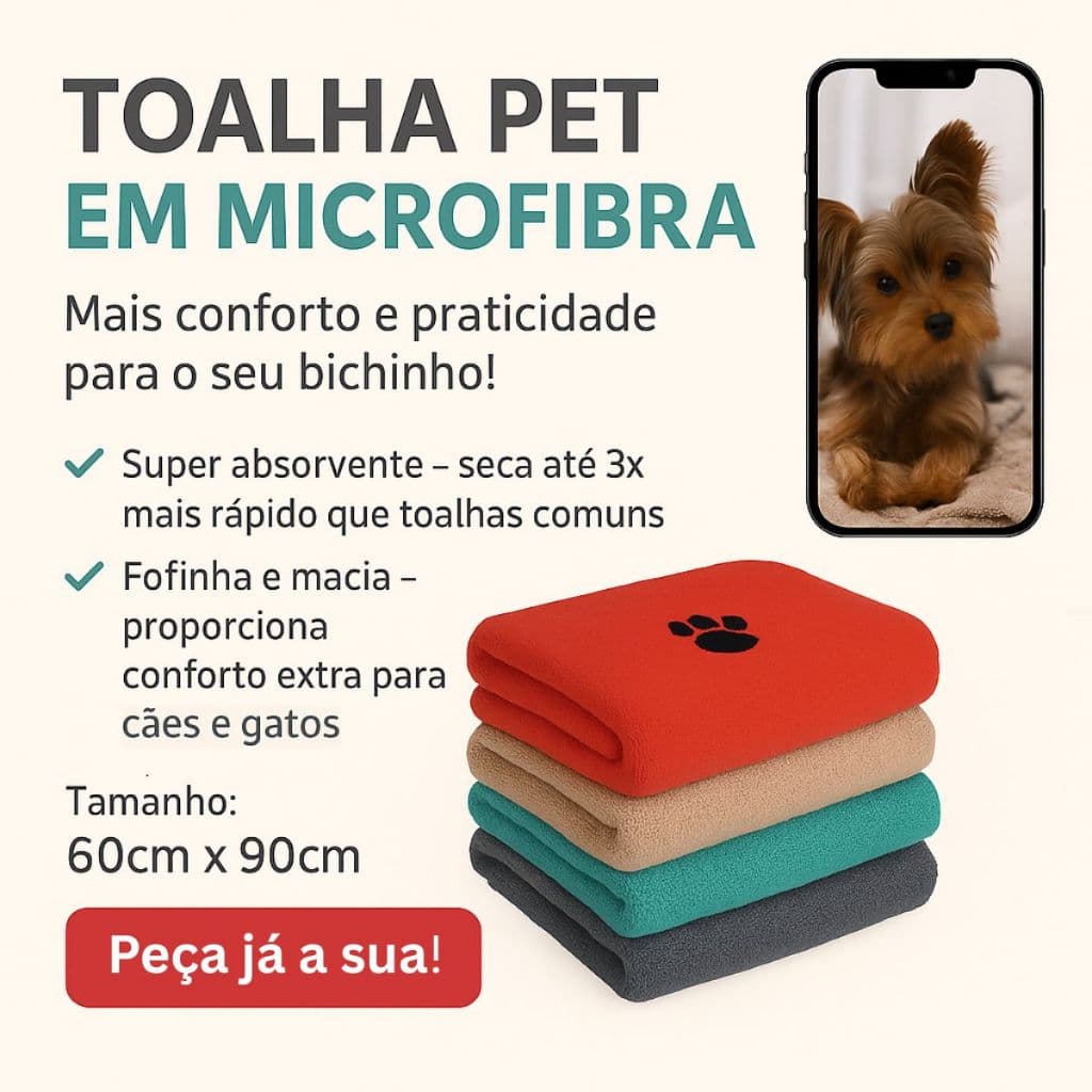 Toalha Pet para Banho Cães e Gatos Microfibra