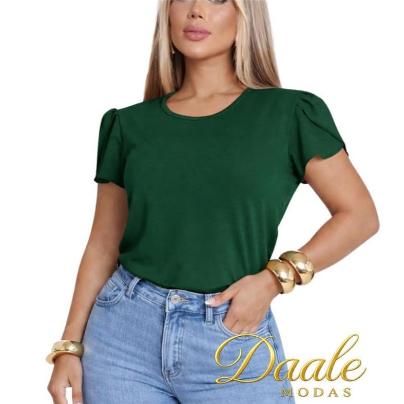 BLUSA FEMININA MANGA PRINCESA GOLA REDONDA BÁSICA CONFORTÁVEL