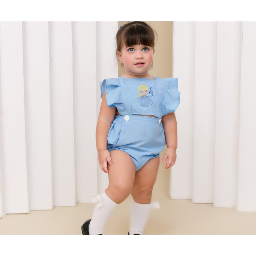 Romper Jardineira Conjunto Temático Mêsversário Elsa Frozen