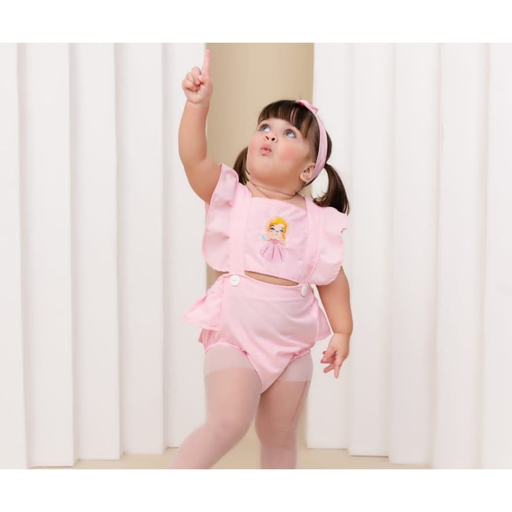 Romper Jardineira Conjunto Temático Mêsversário Bela Adormecida Aurora
