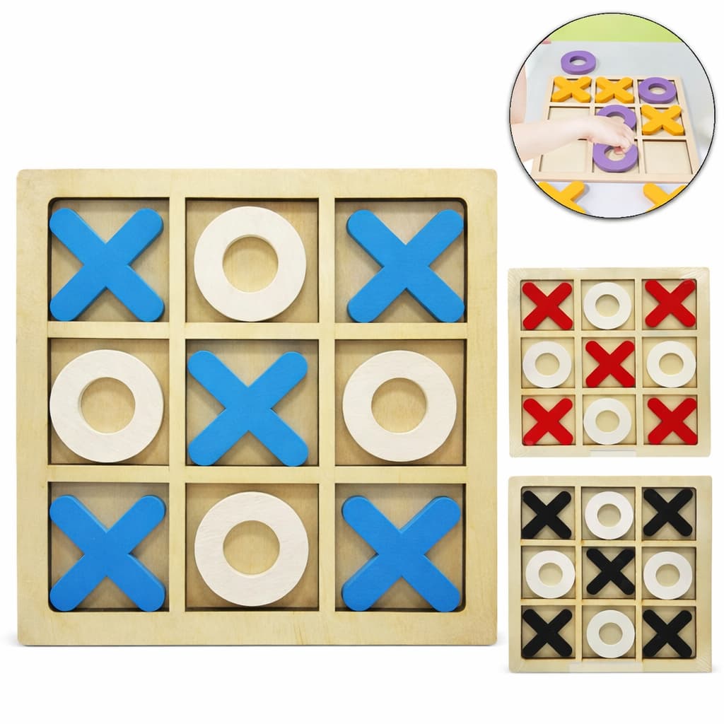 Jogo da Velha Madeira Educativo Infantil Tabuleiro Cores Sortidas Brinquedo Clássico Portátil Kids