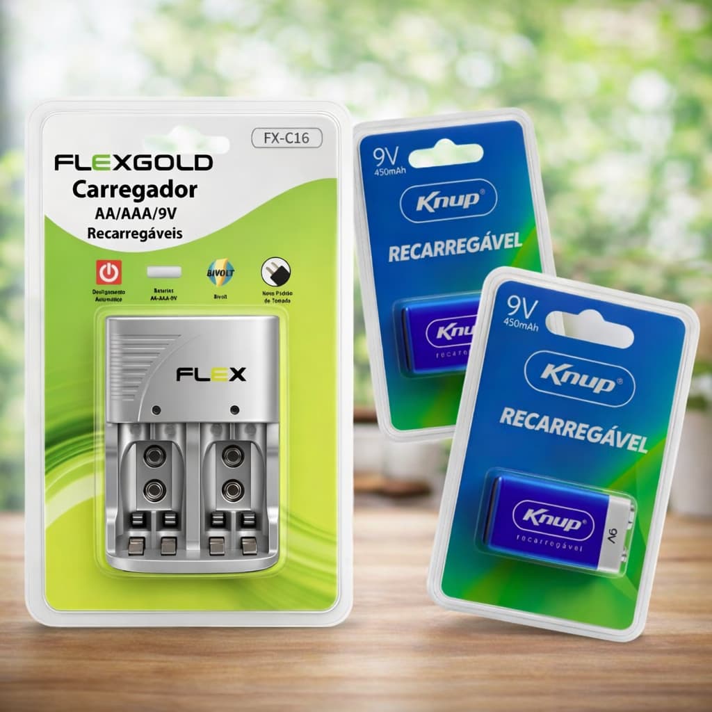 Kit 2 Bateria Recarregável 9v + Carregador Bateria Pilha Aa/aaa/9v Entrega Rápida