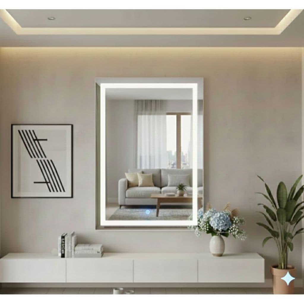 Espelho jateado 100x60 LED 3 Cores com Botão Touch