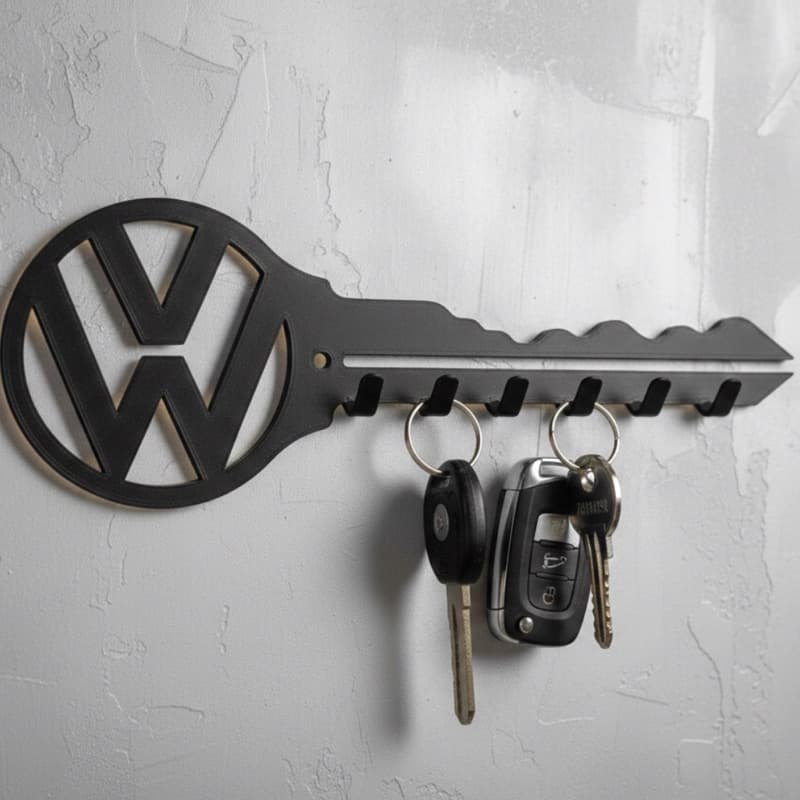 Porta-Chaves Volkswagen em Formato de Chave | Decorativo, Resistente e Estilo Automotivo