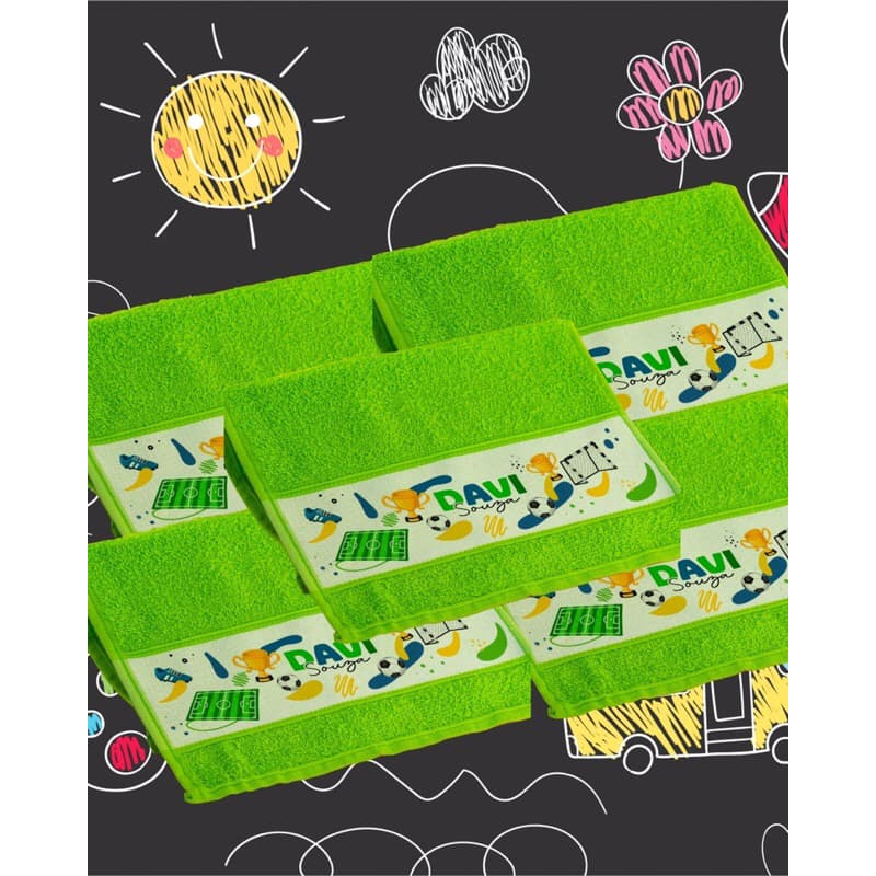 Kit 5 Toalhinhas de Mão Personalizadas Escolar Creche com Nome