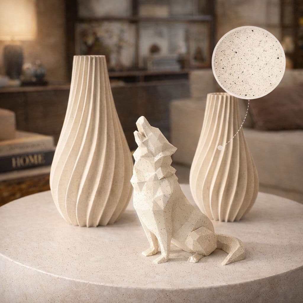 Kit Decorativo Minimalista 2 Vasos e Lobo Escultura Moderna Sala Quarto