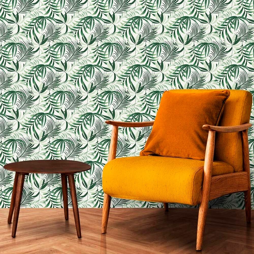 Papel de Parede Folhas Verdes- Rolos de 0,58x3,00m Premium