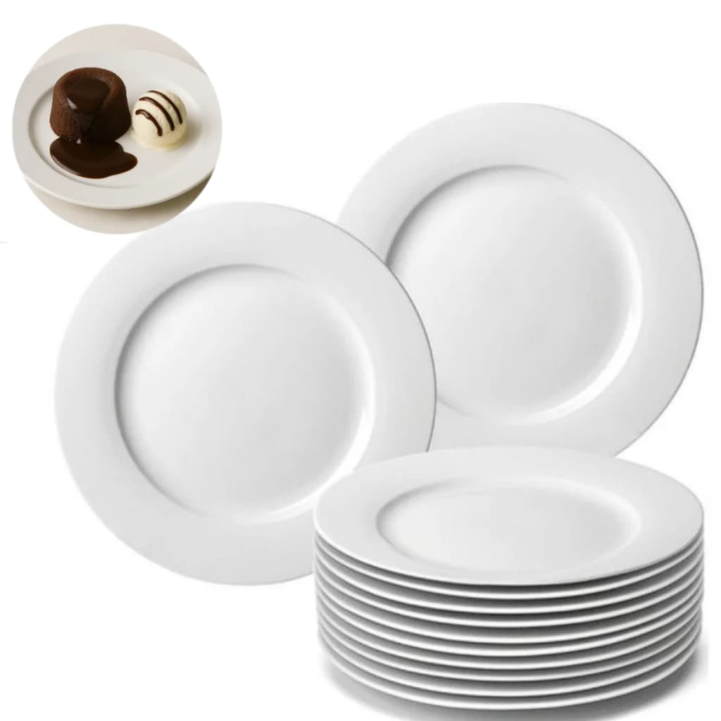 Kit 6 Prato De Sobremesa Em Melamina 18cm Branco Raso