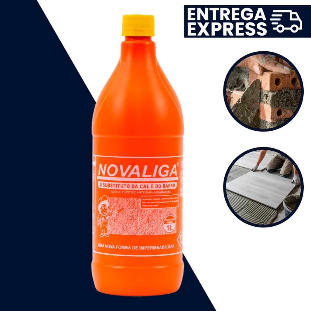 Aditivo Substituto do Cal Garrafa 1 litro NOVA LIGA Impermeabilizante