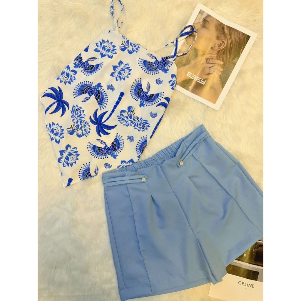 Conjunto Feminino Blusinha e Shorts Elegante Moda Verao