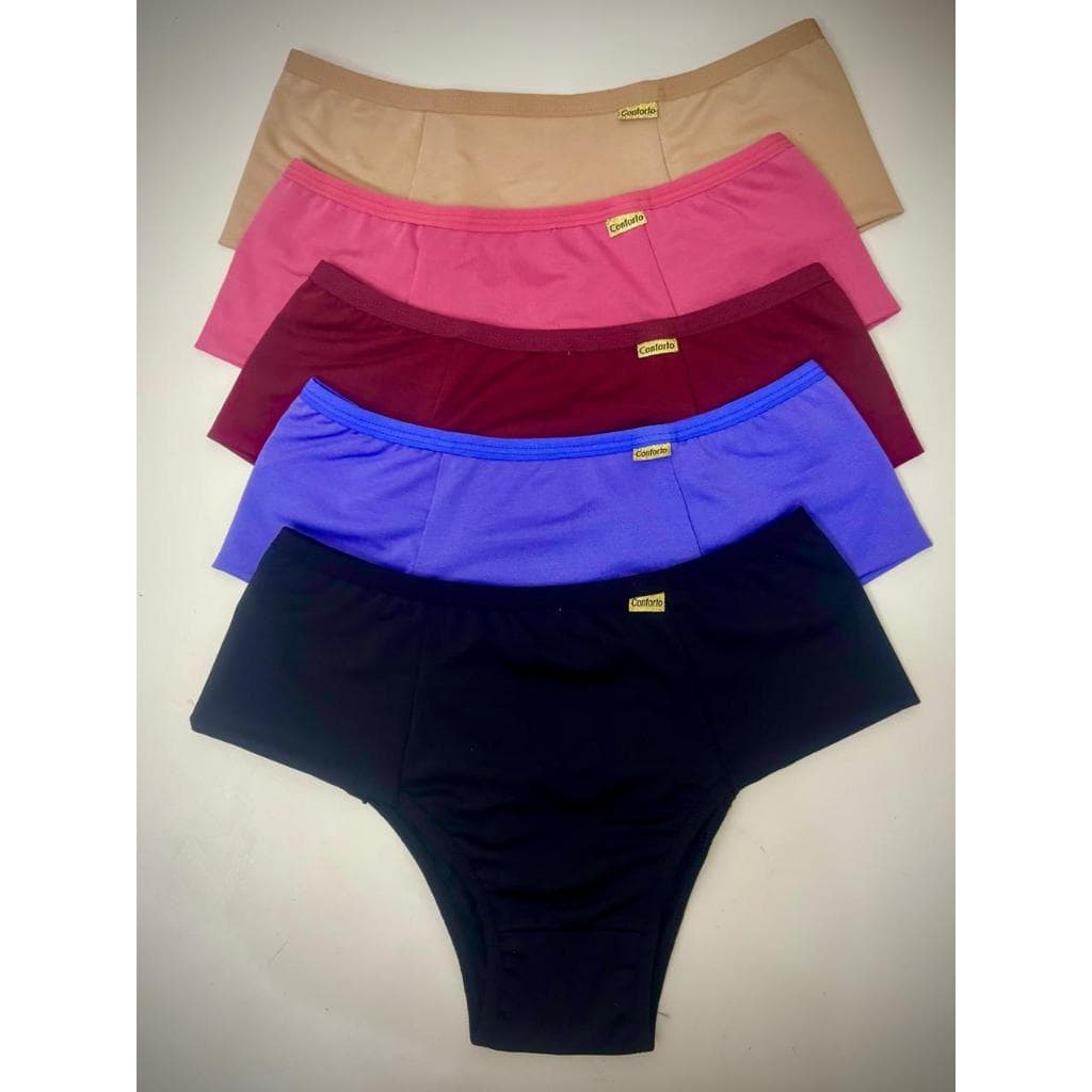 Kit 3 Calcinha Feminina Adulto Conforto Cós Alto Reforçado Pala Dupla