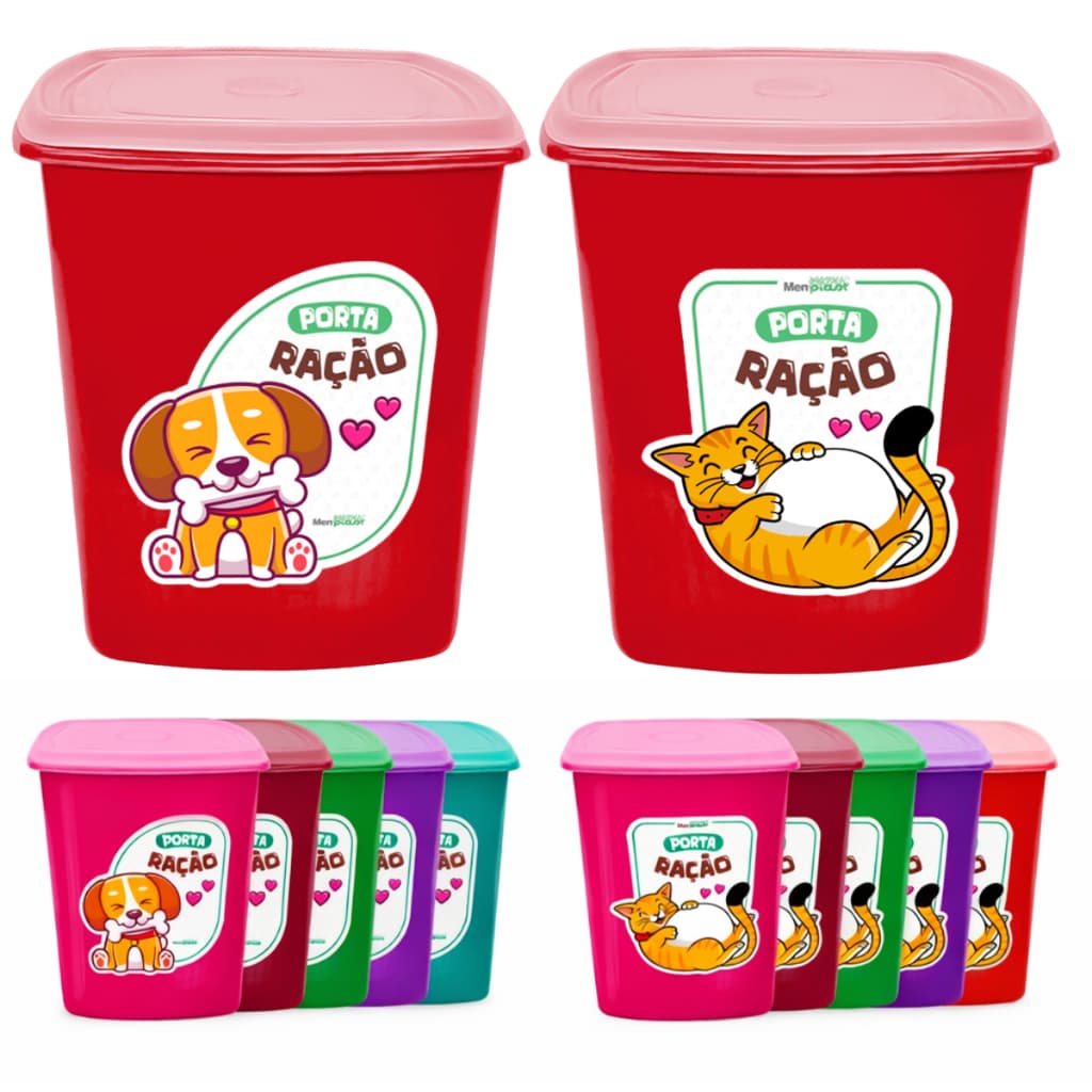 Porta Ração 6 litros Pote para Armazenar Ração Com Tampa Cães e Gatos