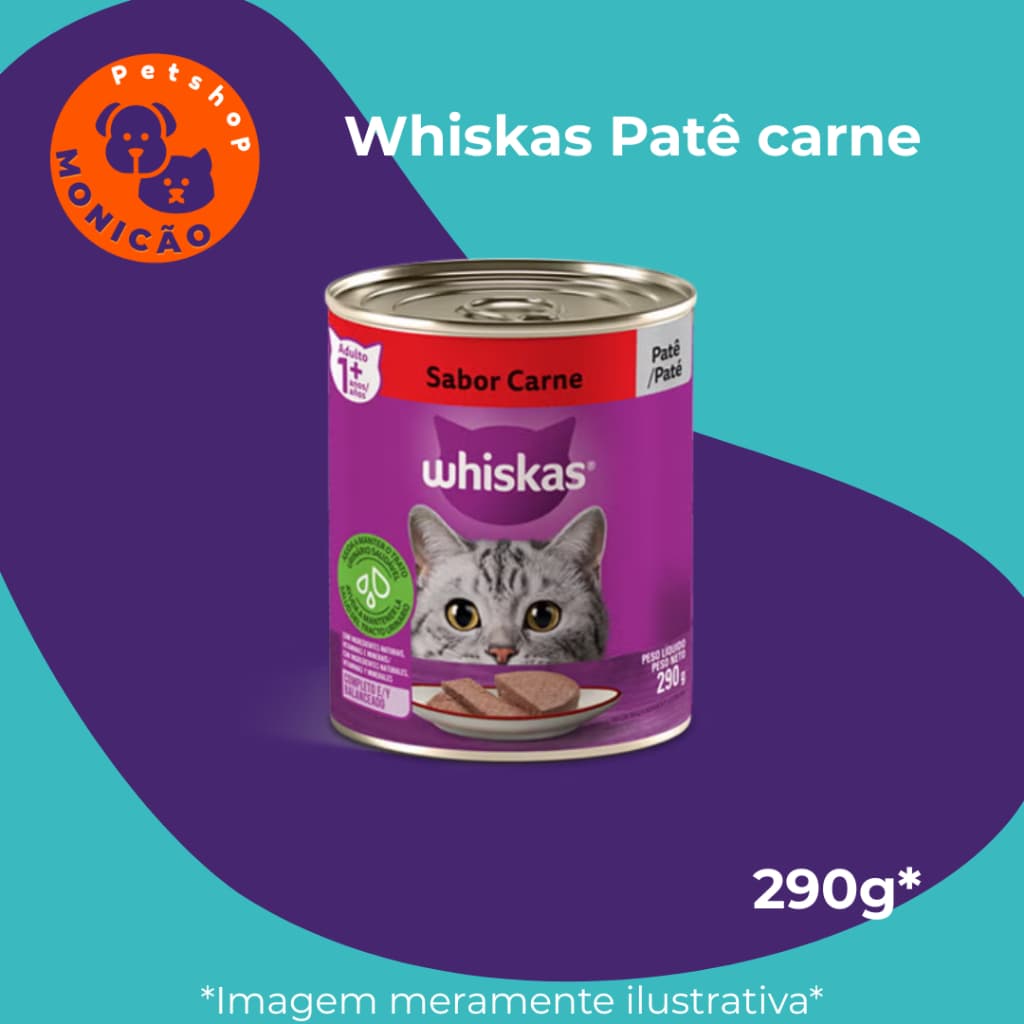 Lata Patê WHISKAS GATO Sabor carne 290G