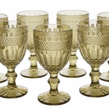 Jogo de Taças de Água, Suco, Vinho, Brand 320ml em Vidro cor Verde | Copo Taça para Mesa Posta – Wolff