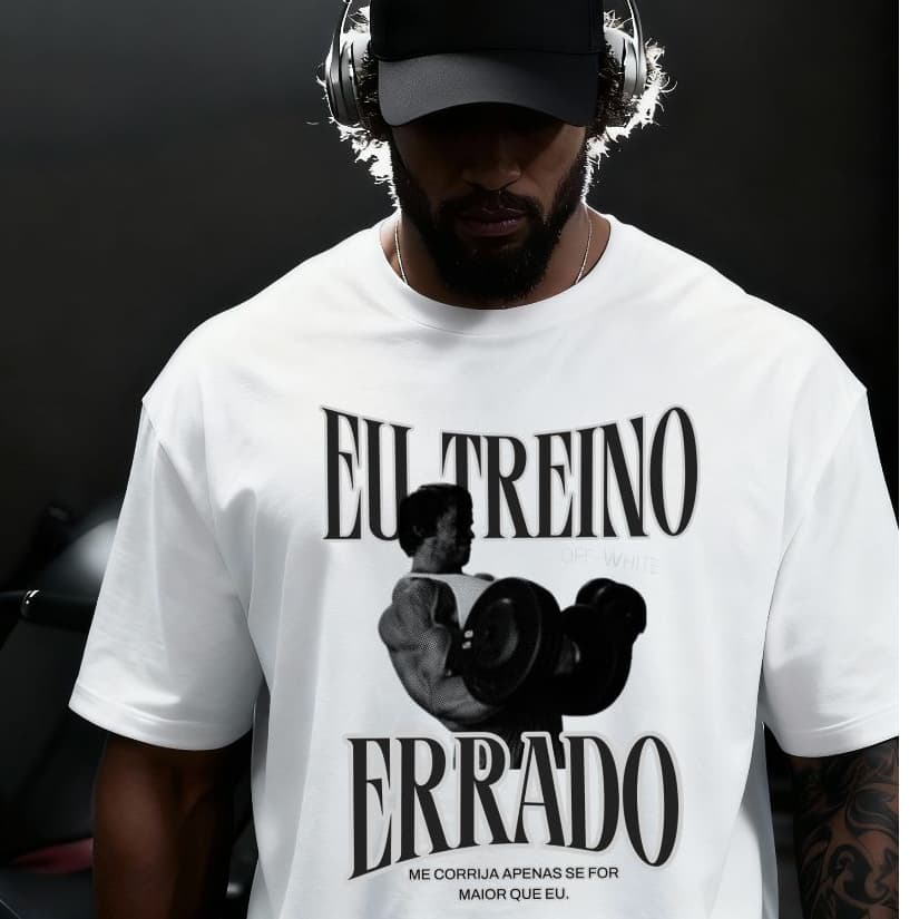 Camiseta Camisa Tshirt 100% Algodão Treino Fitness Musculação Academia Maromba Estilo Treino Errado